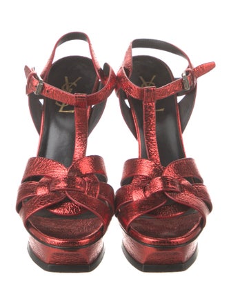 Saint Laurent Leather T-Strap Sandals