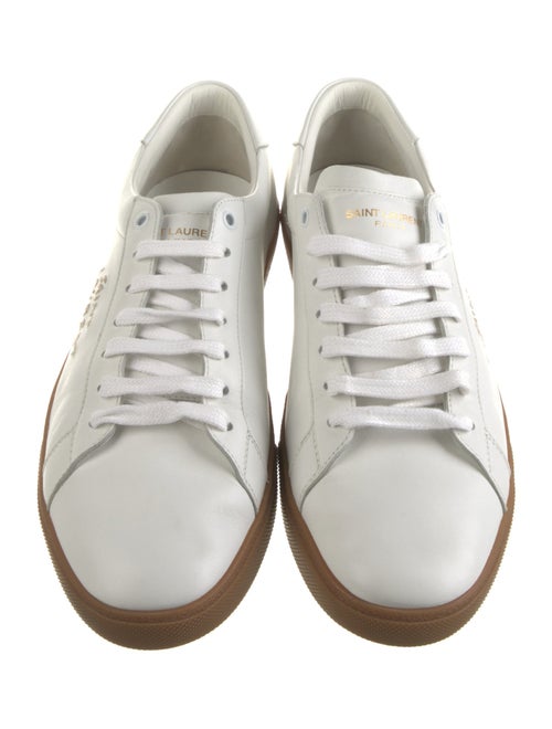 Saint Laurent Leather Embroidered Accent Sneakers