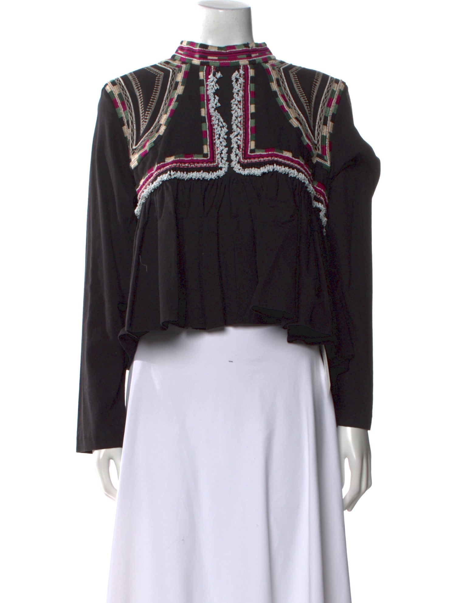 Isabel Marant Lace Pattern Mock Neck Crop Top