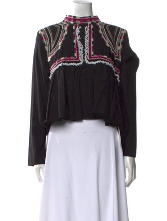 Isabel Marant Lace Pattern Mock Neck Crop Top