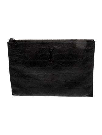 Saint Laurent Embossed Leather Clutch