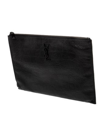 Saint Laurent Embossed Leather Clutch
