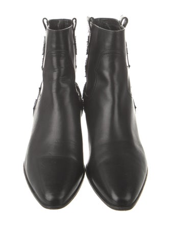 Saint Laurent Leather Studded Accents Combat Boots