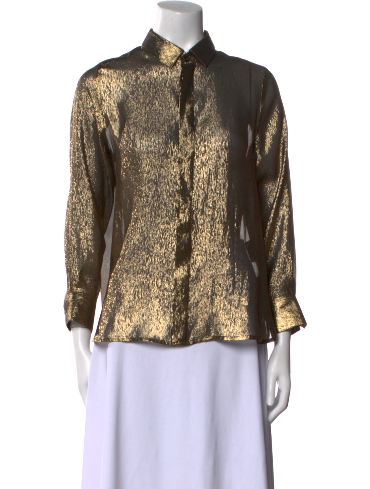 Saint Laurent Silk Animal Print Button-Up Top