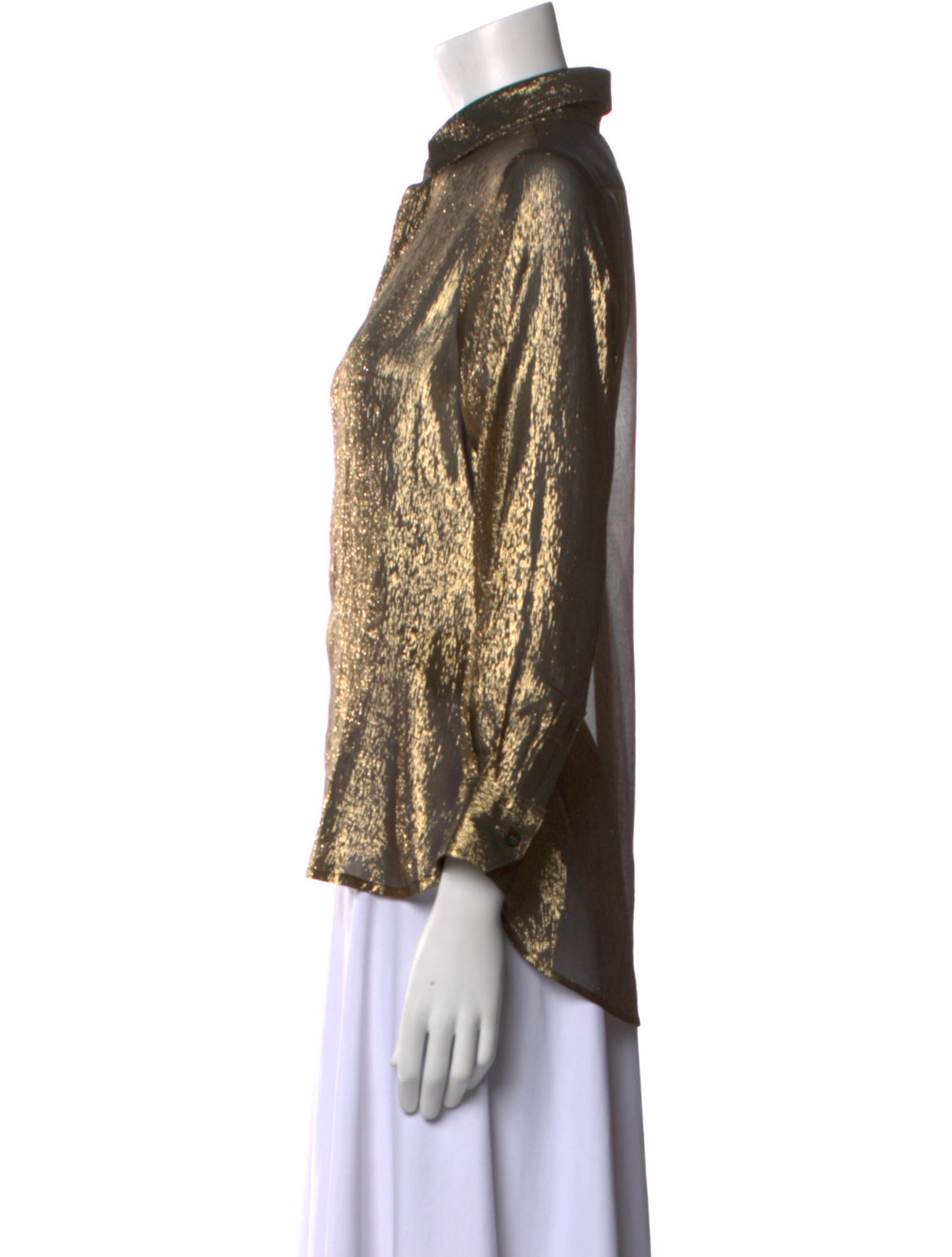 Saint Laurent Silk Animal Print Button-Up Top