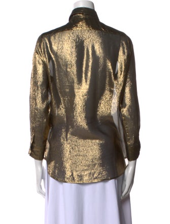 Saint Laurent Silk Animal Print Button-Up Top