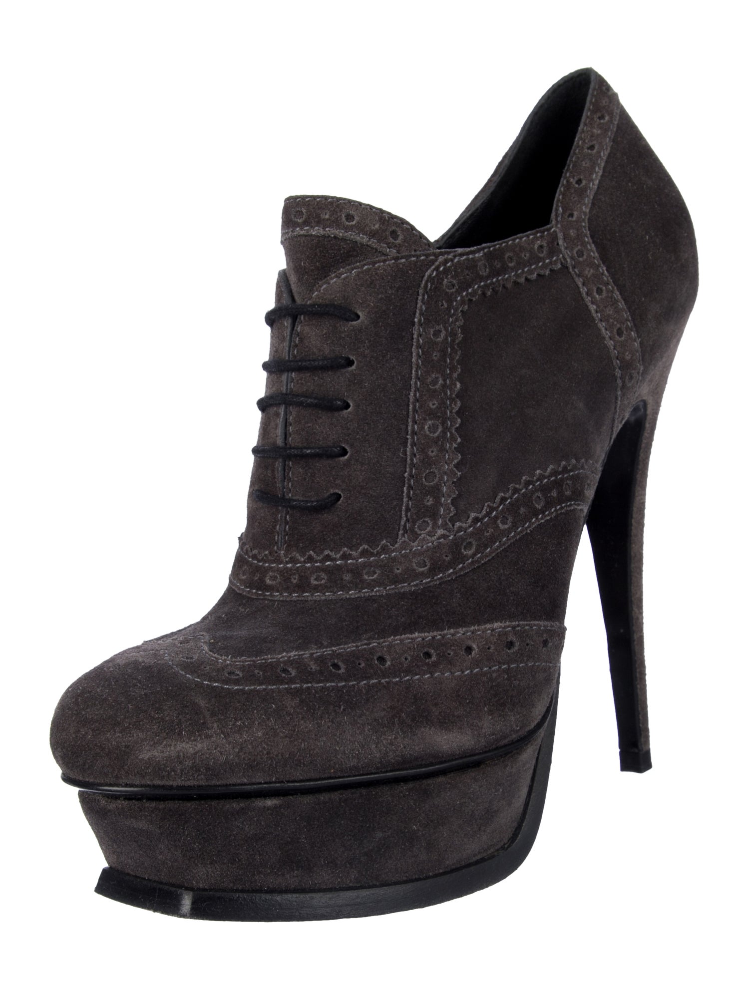 Saint Laurent Suede Lace-Up Boots