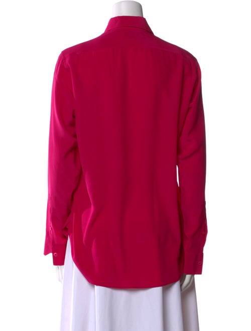 Saint Laurent Silk Long Sleeve Button-Up Top