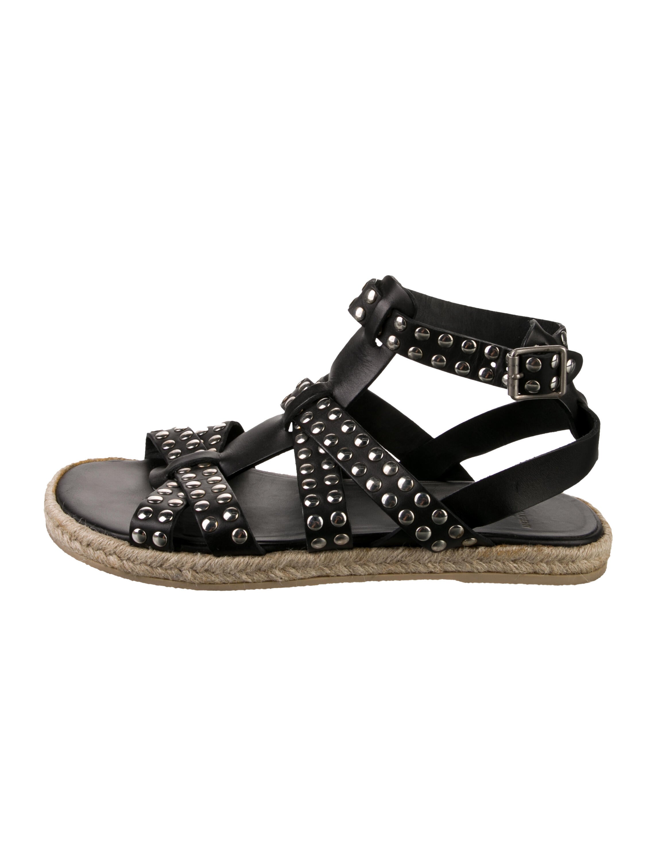 Saint Laurent Leather Studded Accents Espadrilles