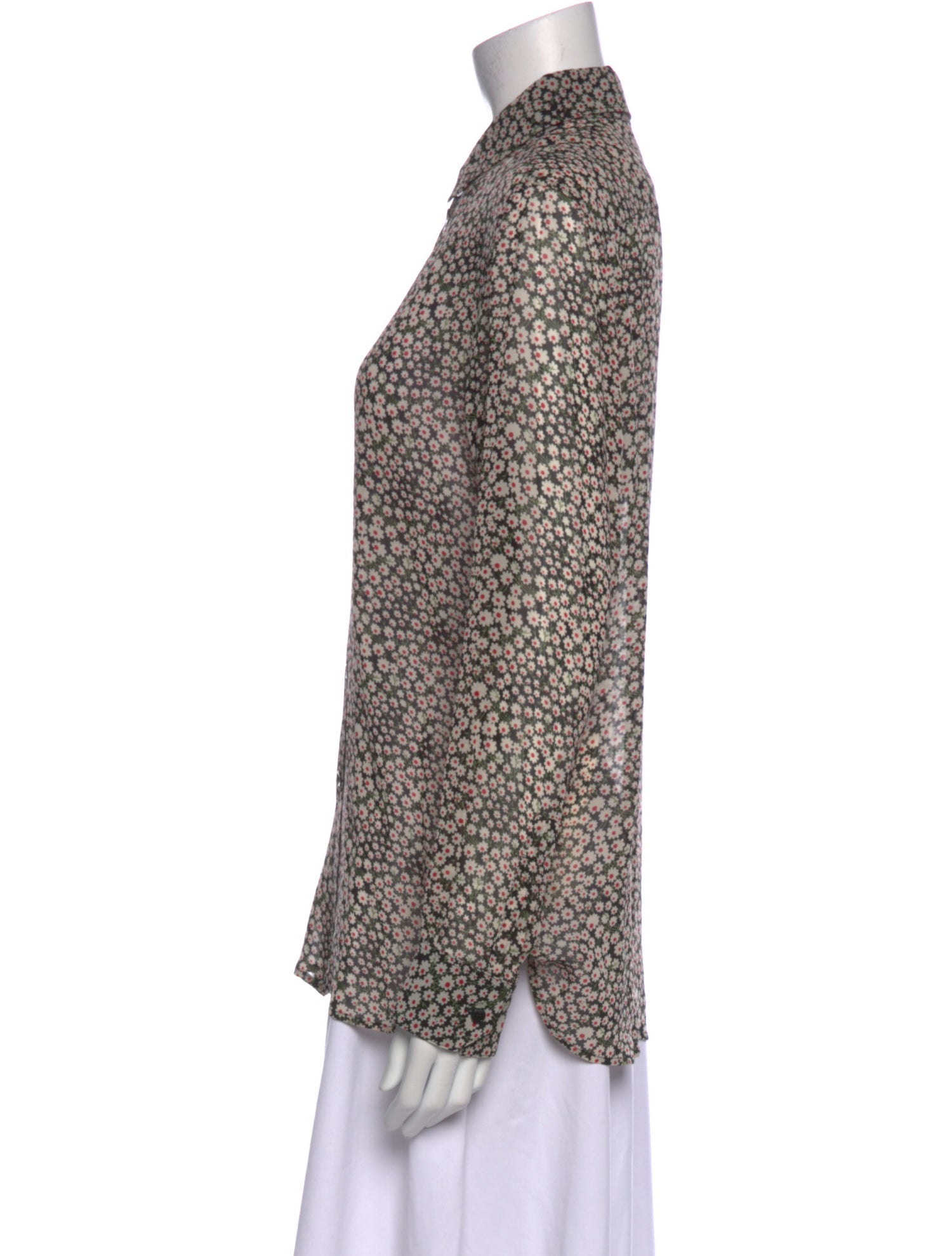 Saint Laurent Silk Animal Print Button-Up Top