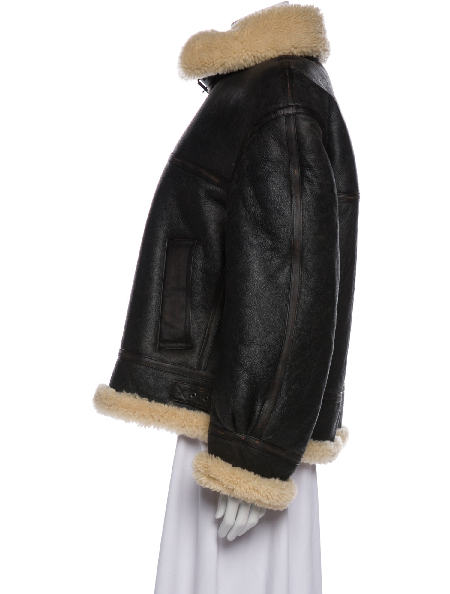 Saint Laurent Leather Faux Fur Jacket