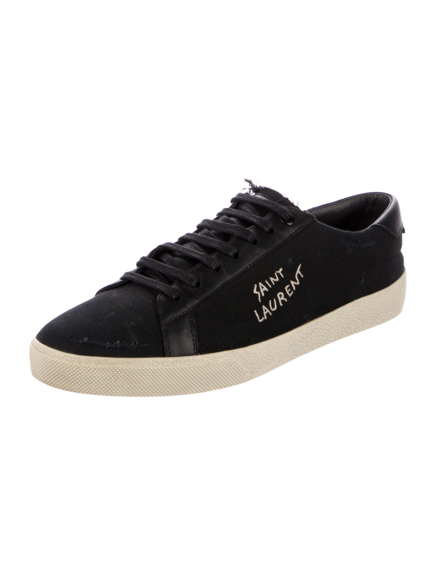 Saint Laurent Canvas Embroidered Accent Sneakers
