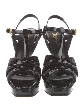 Saint Laurent Patent Leather T-Strap Sandals