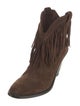 Saint Laurent Suede Fringe Trim Accent Western Boots