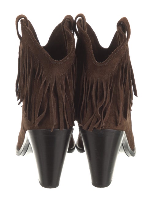 Saint Laurent Suede Fringe Trim Accent Western Boots