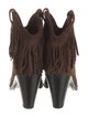 Saint Laurent Suede Fringe Trim Accent Western Boots