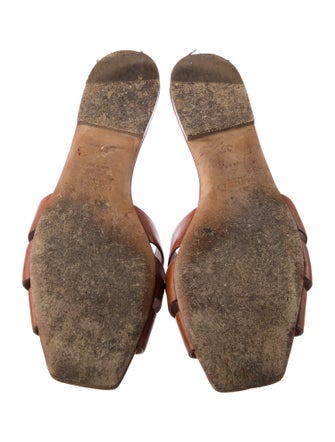 Saint Laurent Leather Mesh Accents Slides