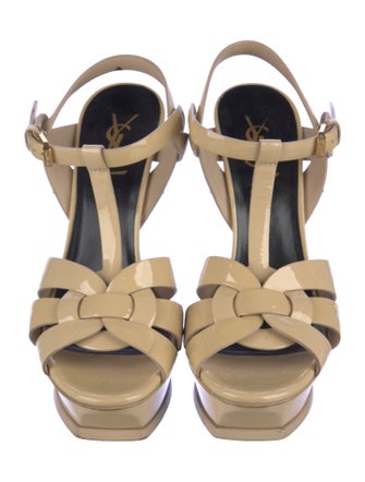 Saint Laurent Patent Leather T-Strap Sandals