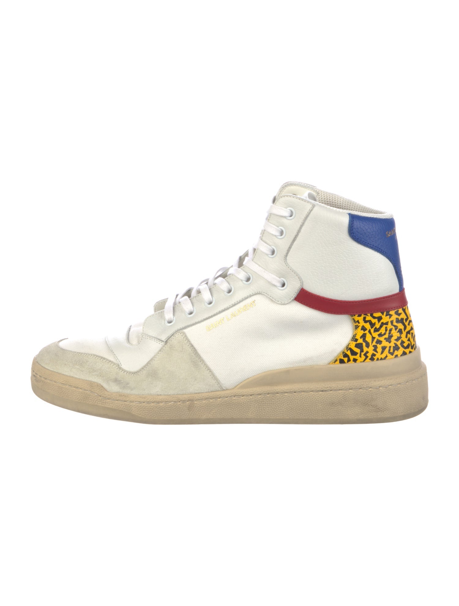 Saint Laurent Leather Colorblock Pattern Sneakers
