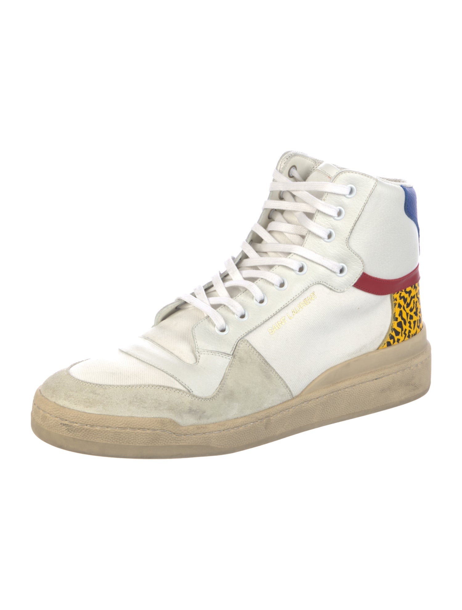Saint Laurent Leather Colorblock Pattern Sneakers
