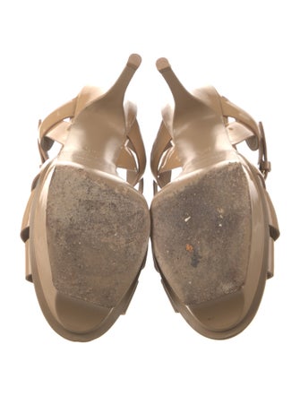 Saint Laurent Patent Leather Cutout Accent T-Strap Sandals