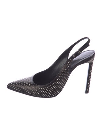 Saint Laurent Leather Studded Accents Slingback Pumps
