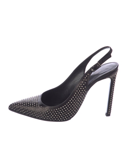 Saint Laurent Leather Studded Accents Slingback Pumps