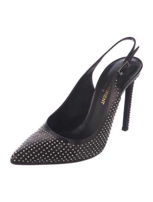 Saint Laurent Leather Studded Accents Slingback Pumps