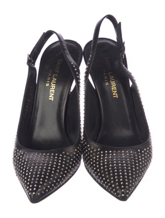 Saint Laurent Leather Studded Accents Slingback Pumps