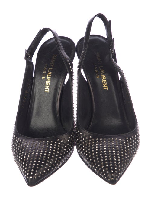 Saint Laurent Leather Studded Accents Slingback Pumps