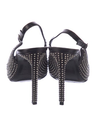 Saint Laurent Leather Studded Accents Slingback Pumps