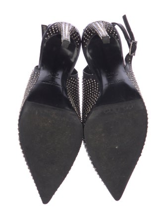 Saint Laurent Leather Studded Accents Slingback Pumps