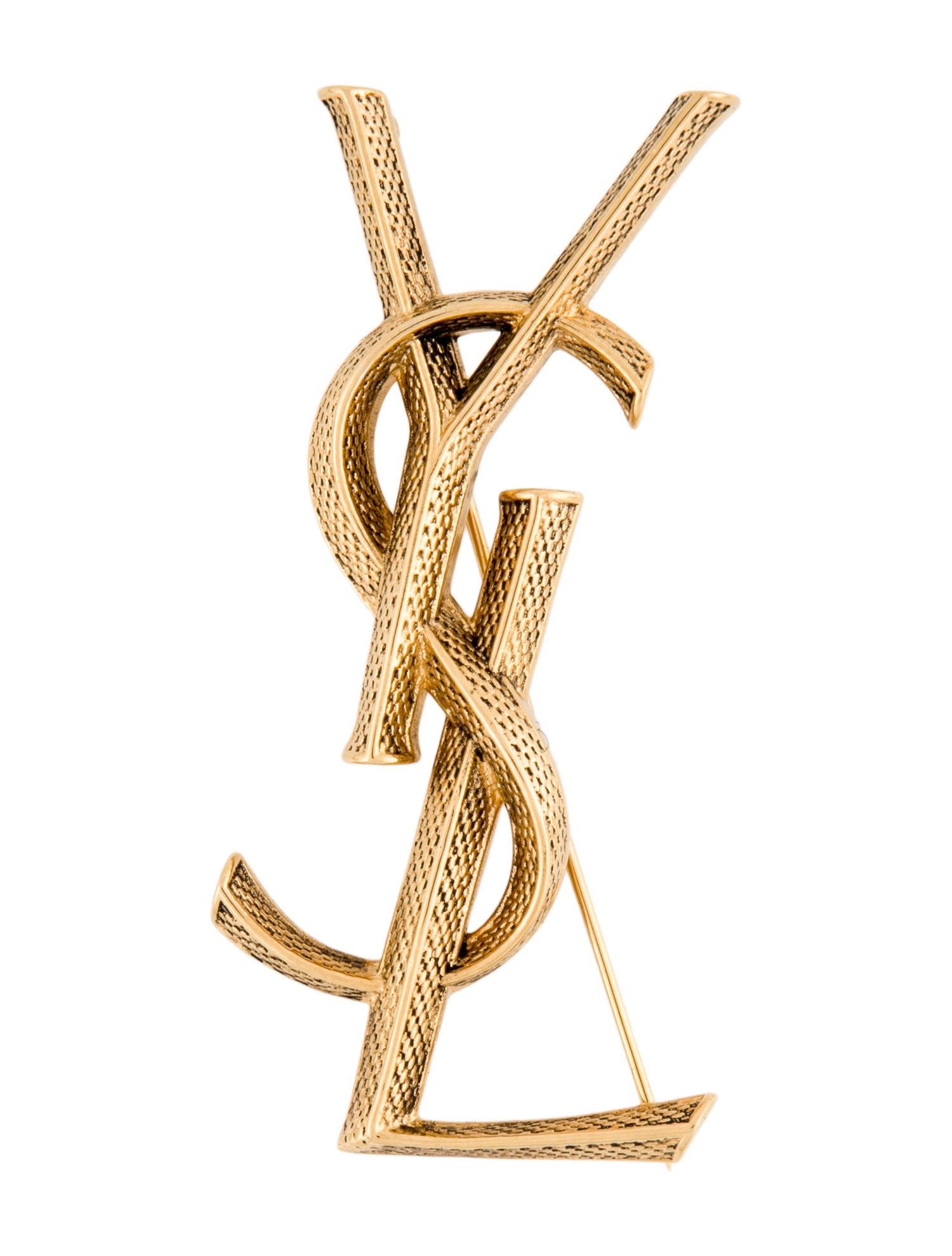 Saint Laurent Textured Snake 'Cassandre' Pin Brooch
