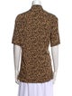 Saint Laurent Animal Print Short Sleeve Button-Up Top