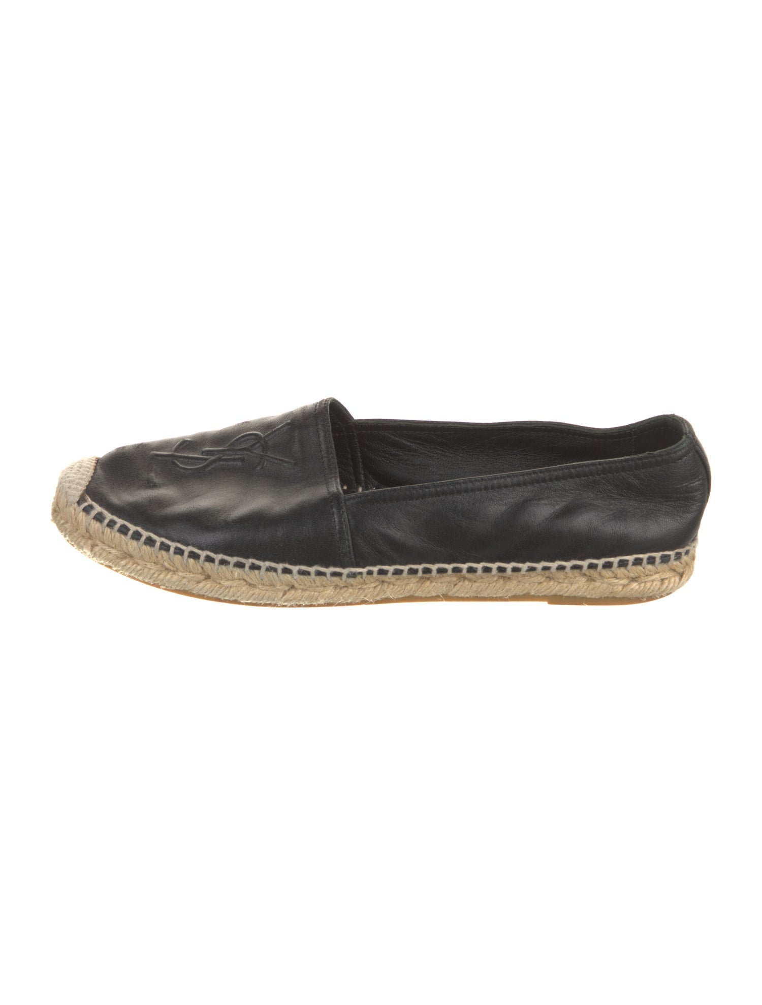 Saint Laurent Leather Whipstitch Trim Espadrilles