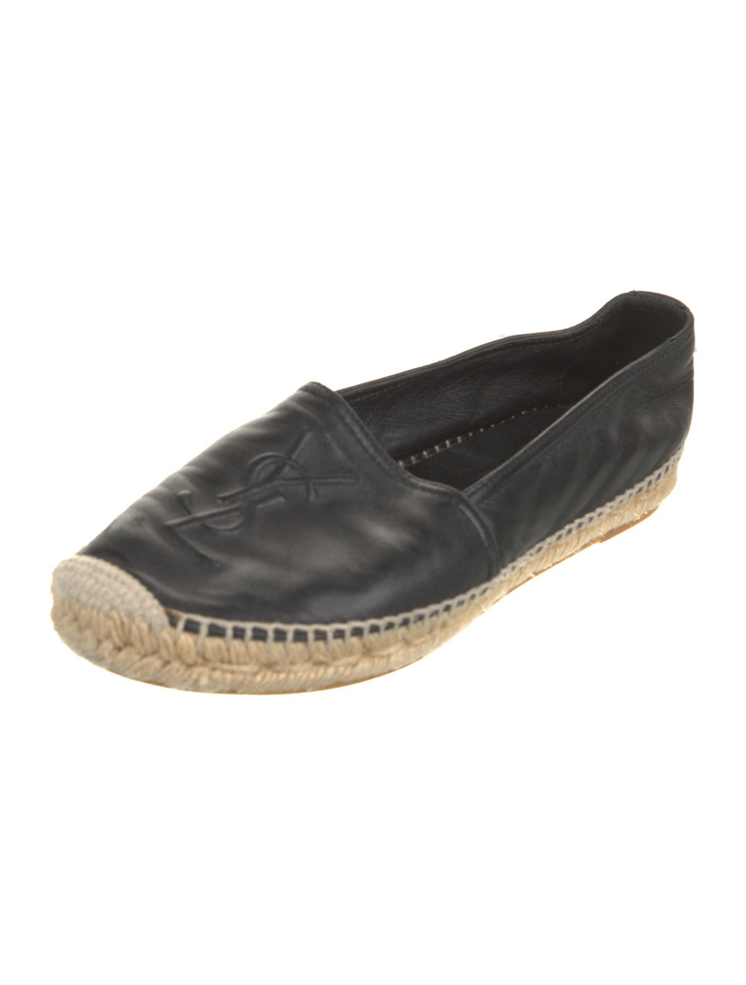 Saint Laurent Leather Whipstitch Trim Espadrilles