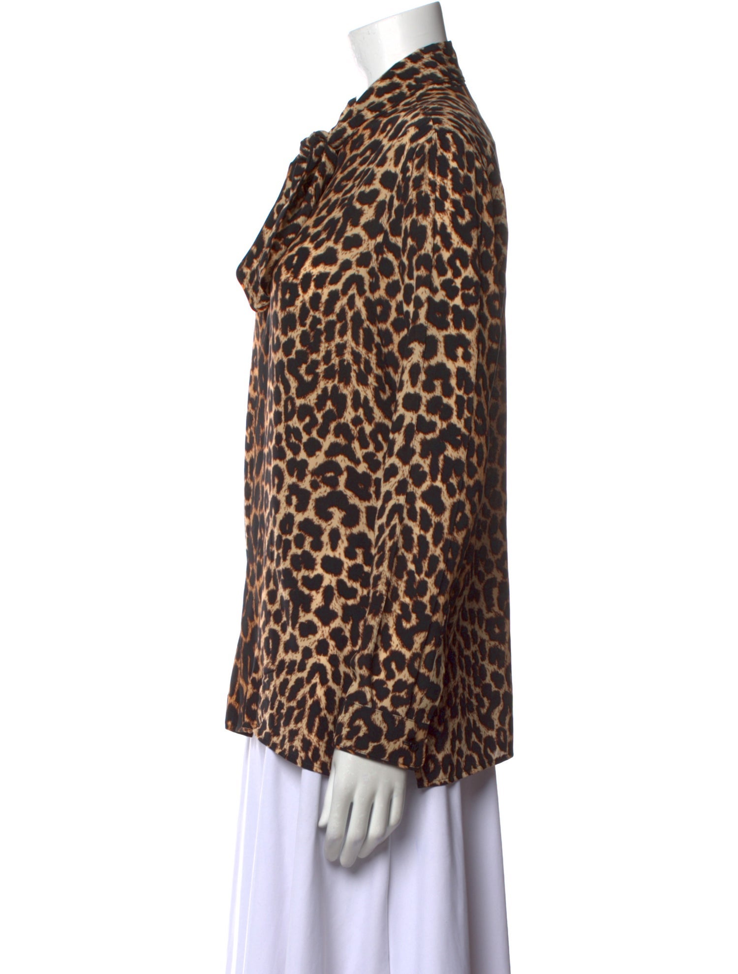 Saint Laurent Animal Print Long Sleeve Button-Up Top