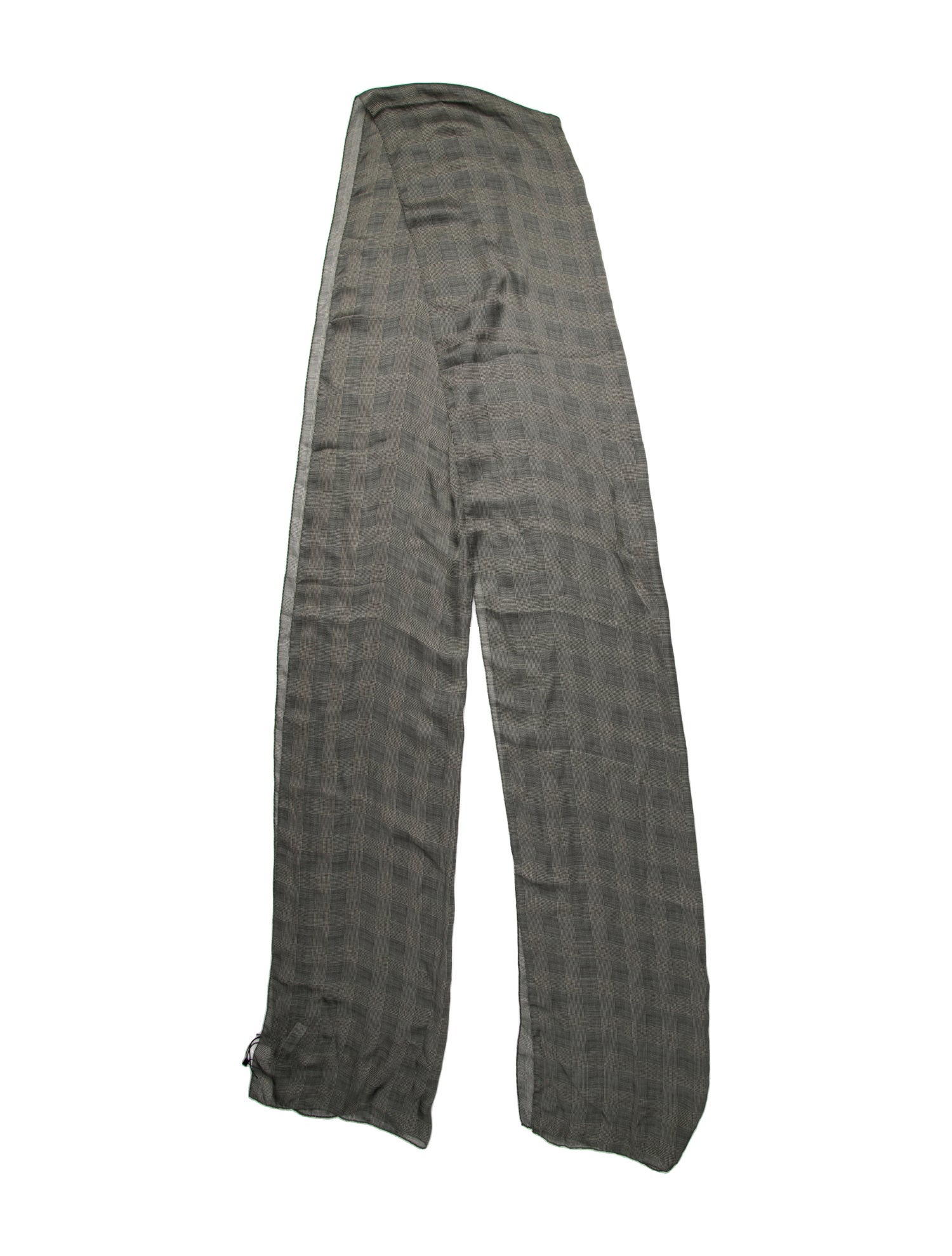 Saint Laurent Silk Plaid Print Scarf w/ Tags