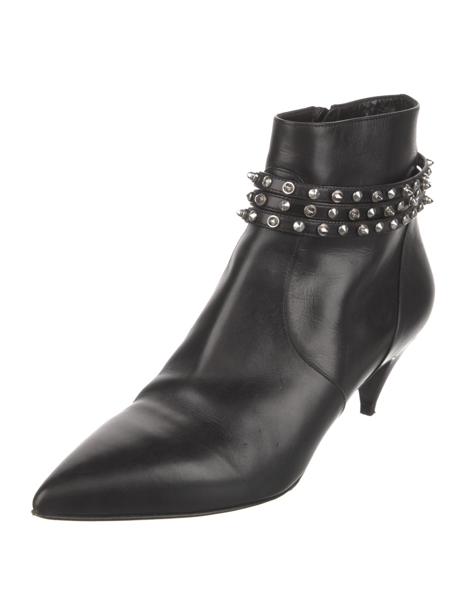 Saint Laurent Leather Studded Accents Boots