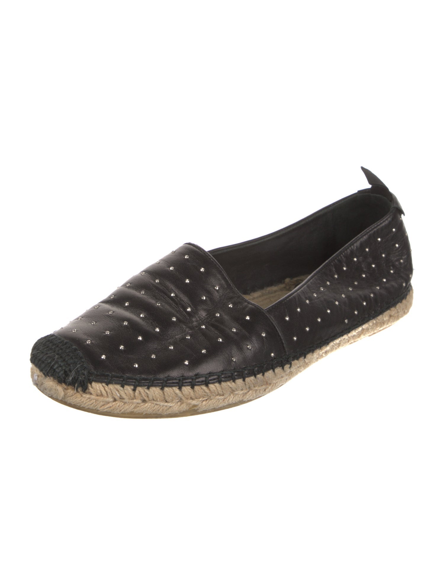 Saint Laurent Leather Studded Accents Espadrilles
