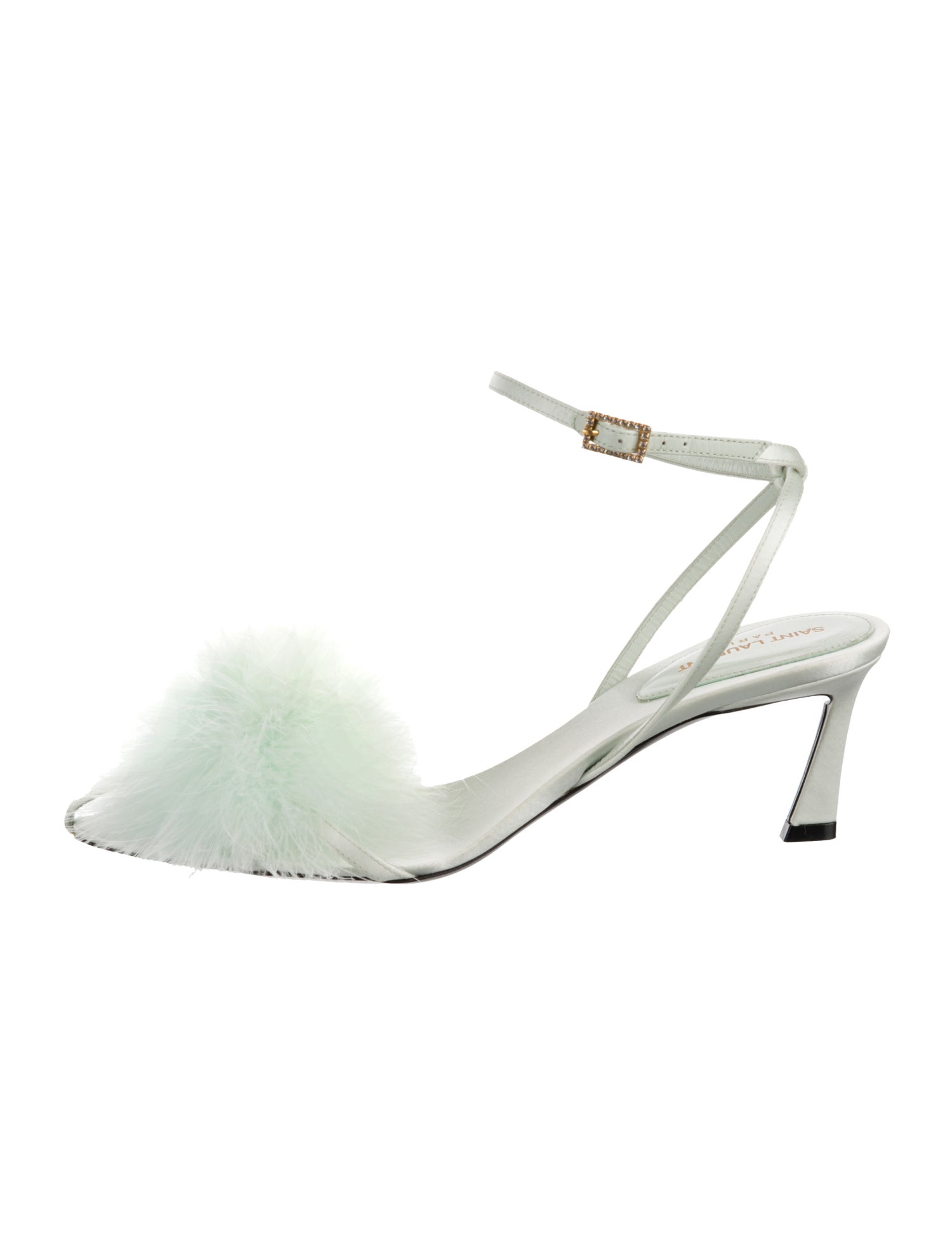 Saint Laurent Satin Crystal Embellishments Sandals