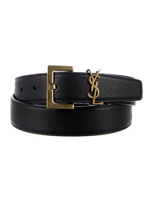 Saint Laurent Signature Logo Leather Belt
