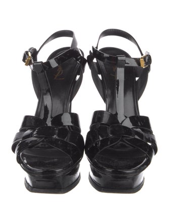Saint Laurent Patent Leather T-Strap Sandals