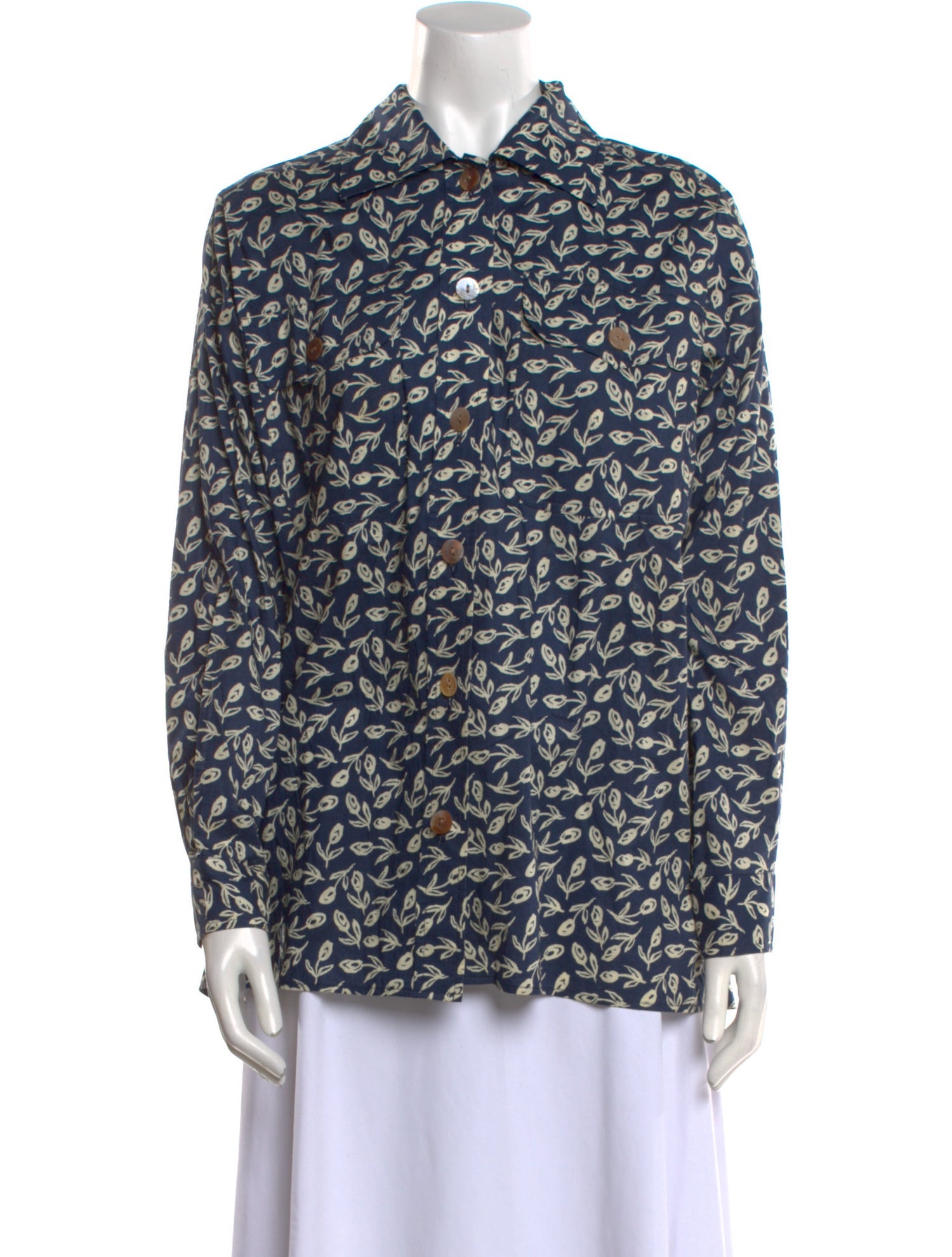 Yves Saint Laurent Rive Gauche Vintage Printed Button-Up Top