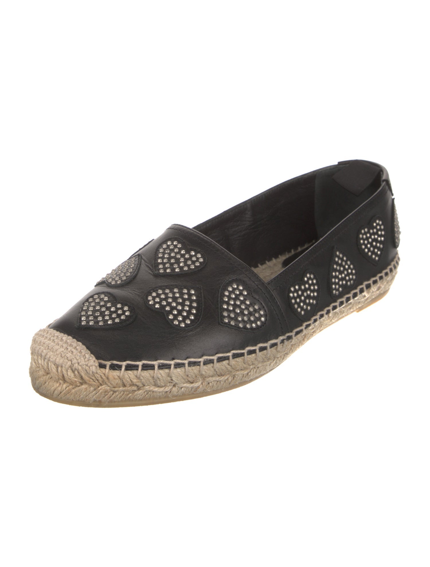 Saint Laurent Leather Studded Accents Espadrilles