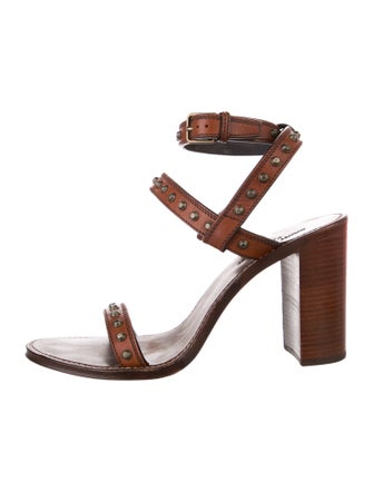 Saint Laurent Leather Studded Accents Gladiator Sandals