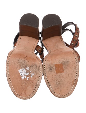 Saint Laurent Leather Studded Accents Gladiator Sandals