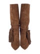 Saint Laurent Suede Tassel Accents Slouch Boots