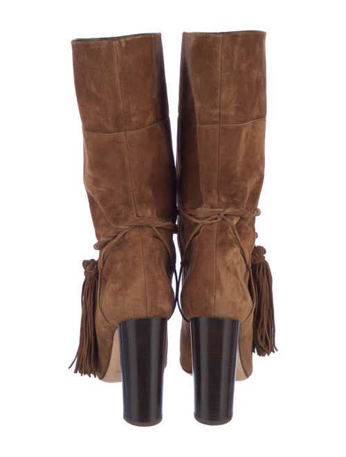 Saint Laurent Suede Tassel Accents Slouch Boots