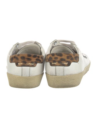 Saint Laurent Leather Embroidered Accent Sneakers